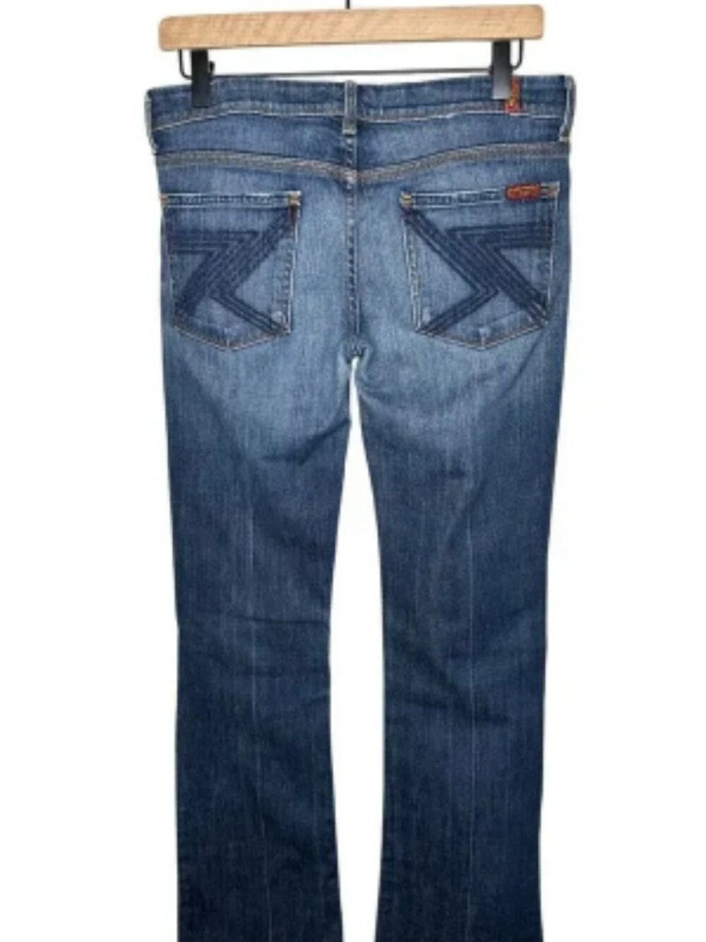 7 For All Mankind Flynt Jeans Women 28 Blue Dark Wash Bootcut Embroidered - Picture 3 of 9